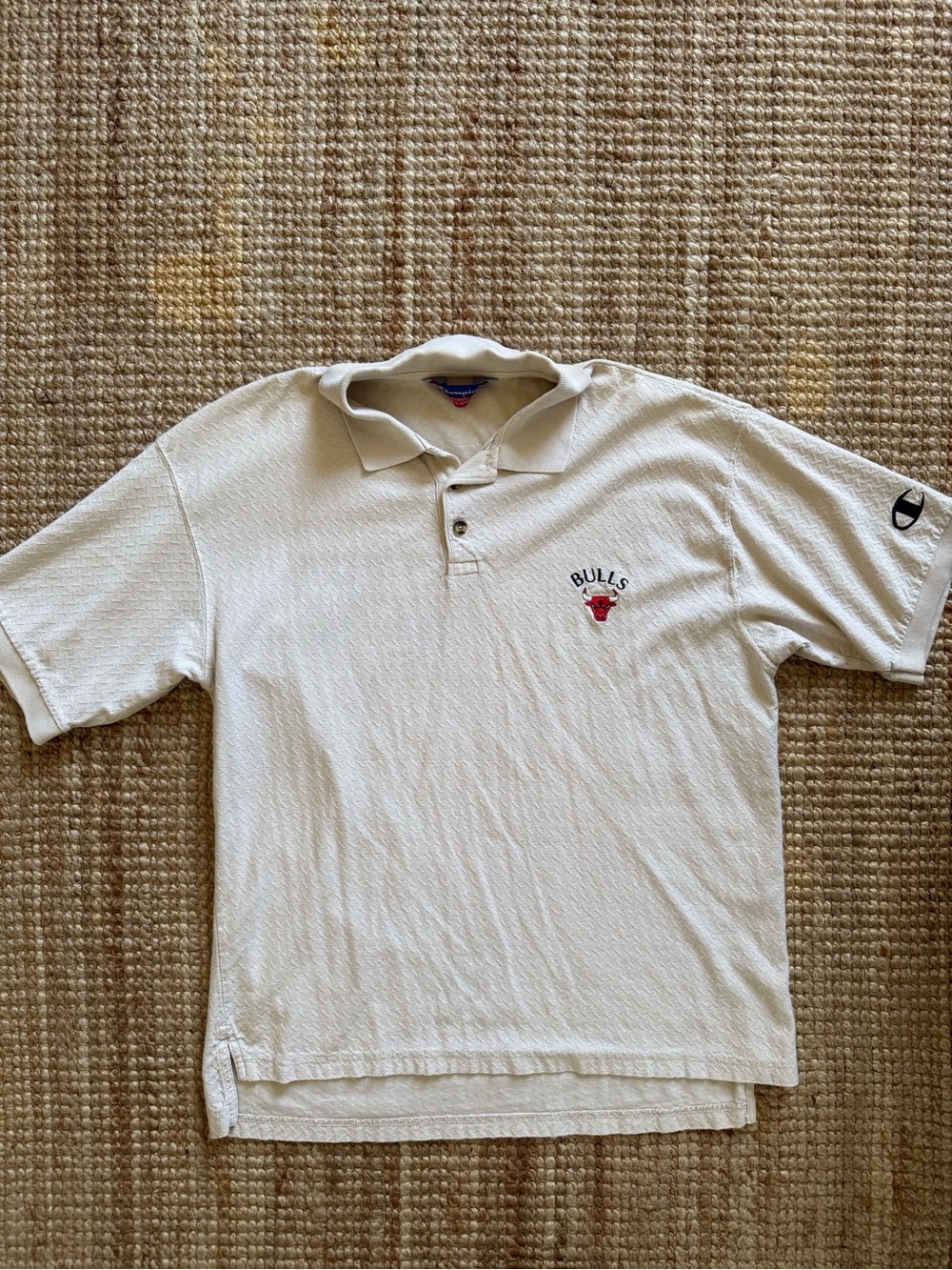 Chicago Bulls Champion Textured Polo — Cream — Men’s XL